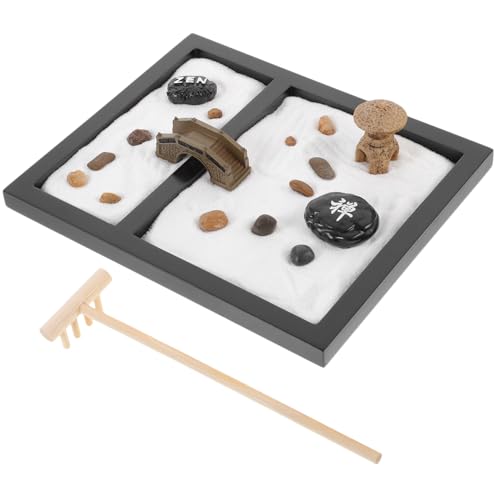 ifundom Tischdekoration aus Sand meditations meditieren Zen Garden Meditation gefuhrte die heiterkeit Schreibtischdekoration relaxan wohnaccessoires Miniaturlandschaft mit Sand Black von ifundom