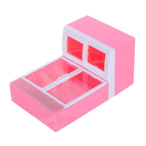 ifundom Winziger Eiscreme Gefrierschrank Mini Puppenhaus Kühlschrank Miniatur Kühlschrank Eiscreme Schrank Puppenhaus Möbel Für Kinderküche Rollenspiel Rosa von ifundom