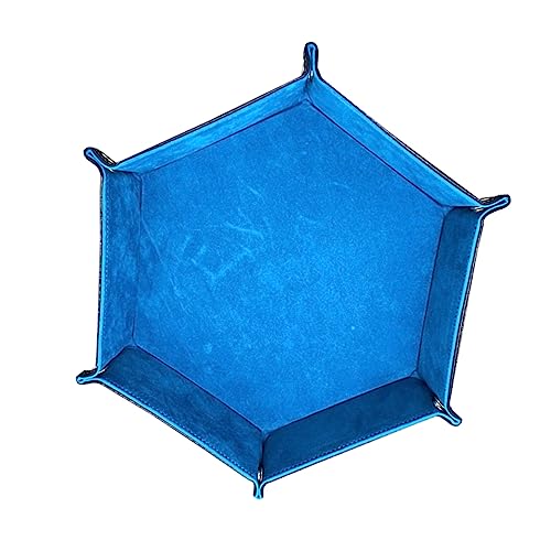 ifundom sechseckige Würfelschale Ringhalter-Tablett für Würfel faltbares Schachbrett Faltbare Foldable Storage Boxes Würfelfach Lederwürfelschale Blue von ifundom