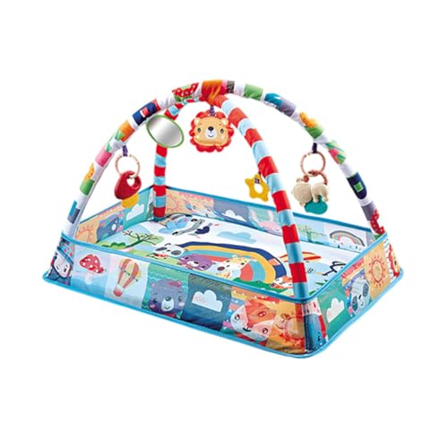 ihreesy Interaktives Spielbogen Baby Krabbeldecke,Baby Spielmatte Spieldecke mit Spielbogen Krabbelmatte mit 5 abnehmbaren Spielzeugen Mat Spielteppich für Baby, zum Spielen im Bauchlage von ihreesy