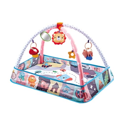 ihreesy Interaktives Spielbogen Baby Krabbeldecke,Baby Spielmatte Spieldecke mit Spielbogen Krabbelmatte mit 5 abnehmbaren Spielzeugen Mat Spielteppich für Baby, zum Spielen im Bauchlage von ihreesy