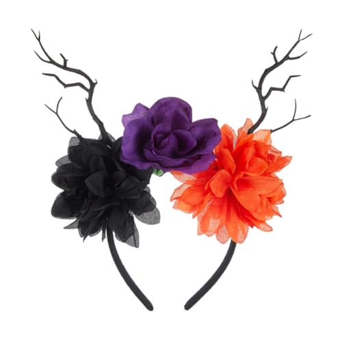 ihreesy Tag Des Toten Stirnbands,Halloween Schleier Haarreifen Blumenkrone Kopfbedeckung Haarreif Damen Haarband Haarschmuck Kostüm Zubehör für Karneval Fasching Halloween Party von ihreesy