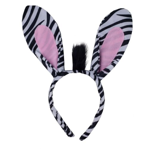 ihreesy Zebraohren Stirnband,Zebra Ohren Haarreif Zebra Kostüm Tier Kostüm Haarband Tierohren Haarreifen Kinder Zebra Tierkleid Zubehör für Halloween Rollenspiele Party von ihreesy