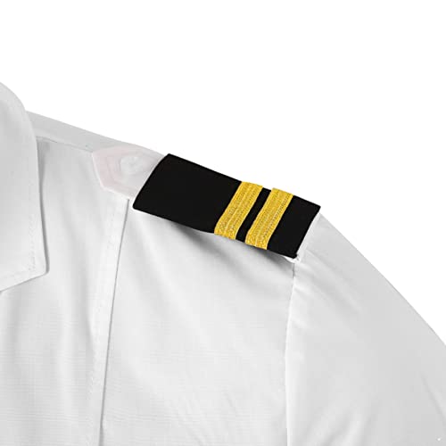 iiniim 1Paar Uniform Epauletten Polizei Pilot Marine Schulterklappen mit Golden Streifen Kapitän Schulterstücke für Cosplay Kostüm Accessories Schwarz&Gold B One Size von iiniim