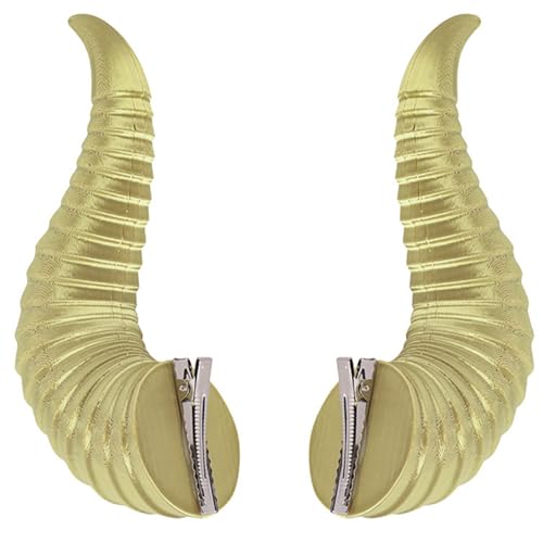 iiniim 2 x Halloween Teufel Hörner Haarspange Devil Böse Horn Haarnadeln Lustige Hairpin Niedliche Kopfschmuck Kopfbedeckung Haar Accessoires Grünes Gold One Size von iiniim