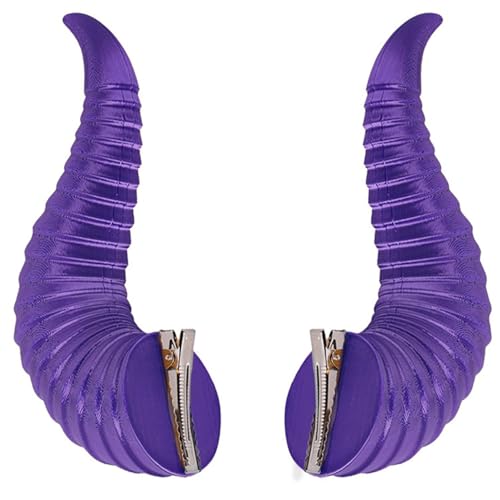 iiniim 2 x Halloween Teufel Hörner Haarspange Devil Böse Horn Haarnadeln Lustige Hairpin Niedliche Kopfschmuck Kopfbedeckung Haar Accessoires Lila Blau One Size von iiniim