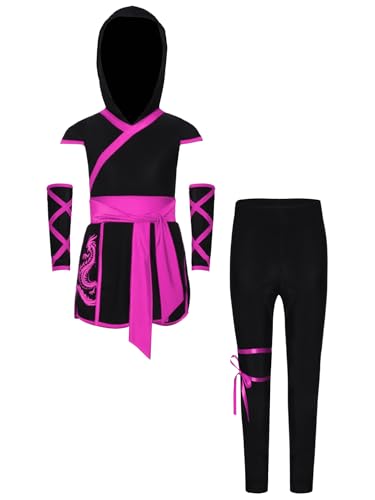 iiniim 3 Stück Jungen Mädchen Ninja Kostüm Kinder Japanischer Ninja Kleid + Hose + Handschuhe Halloween Karneval Fasching Party Verkleidung Dunkel Rosa 134-140 iiniim 3 Stück Jungen Mädchen Ninja Kostüm Kinder Japanischer Ninja Kleid + Hose + Handschuhe Halloween Karneval Fasching Party Verkleidung Dunkel Rosa 134-140 von iiniim