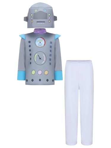 iiniim 3 Stück Kinder Roboter Kostüm Jungen Mädchen Roboter Kleidung Set Weltall Astronaut Kostüm Space Outfits Halloween Karneval Fasching Grau 110-122 iiniim 3 Stück Kinder Roboter Kostüm Jungen Mädchen Roboter Kleidung Set Weltall Astronaut Kostüm Space Outfits Halloween Karneval Fasching Grau 110-122 von iiniim