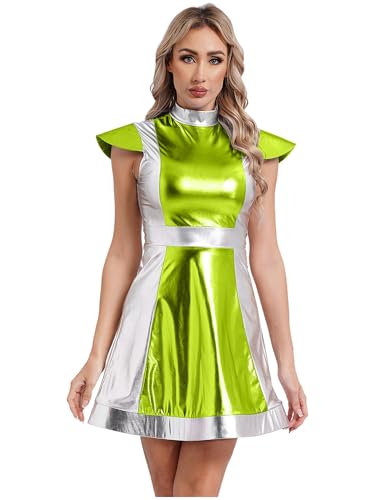 iiniim Alien Kostüm Damen Metallic Alien Kleid Glänzend Space Girl Kleid Weltall Astronauten Kostüm Halloween Karneval Faschingskostüme Grün 3XL iiniim Alien Kostüm Damen Metallic Alien Kleid Glänzend Space Girl Kleid Weltall Astronauten Kostüm Halloween Karneval Faschingskostüme Grün 3XL von iiniim