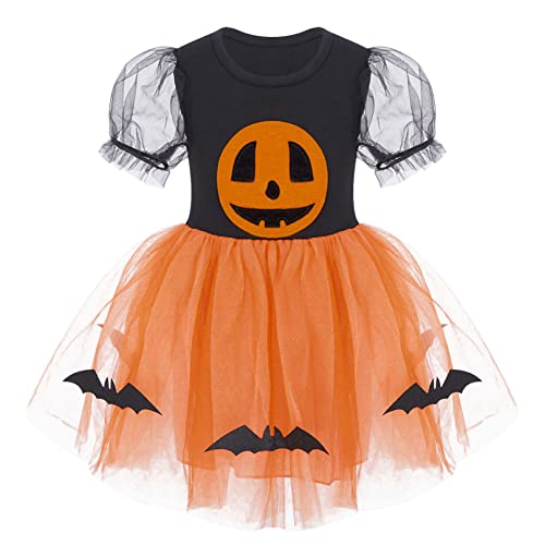 iiniim Baby Mädchen Hexenkostüm Hexe Kleid Halloween Kürbis Kostüm Horror Geist Kostüm Cosplay Karneval Faschingskostüm D Orange 86-92 von iiniim