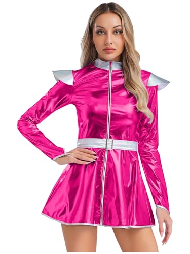 iiniim Damen Alien Kostüm Space Girl Kleid Metallic Langarm Kleid mit Tutu Rock Weltall Astronauten Kostüm Halloween Karneval Fasching Dunkel Rosa L iiniim Damen Alien Kostüm Space Girl Kleid Metallic Langarm Kleid mit Tutu Rock Weltall Astronauten Kostüm Halloween Karneval Fasching Dunkel Rosa L von iiniim