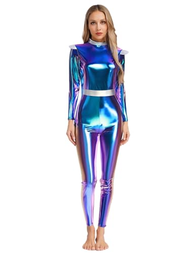 iiniim Damen Alien Kostüm Space Girl Outfit Metallic Overall Jumpsuit Langarm Bodysuit Weltall Astronauten Kostüm Halloween Karneval Fasching Blau XXL iiniim Damen Alien Kostüm Space Girl Outfit Metallic Overall Jumpsuit Langarm Bodysuit Weltall Astronauten Kostüm Halloween Karneval Fasching Blau XXL von iiniim