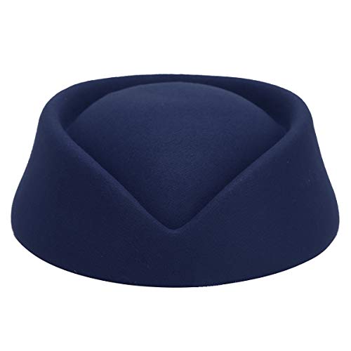 iiniim Damen Hut Stewardess Kostüm Cosplay Elegant Flugbegleiterin Mütze Stewardess Cap Zubehör Fasching Karneval Weihnachtsfeier Marine Blau Einheitsgröße von iiniim