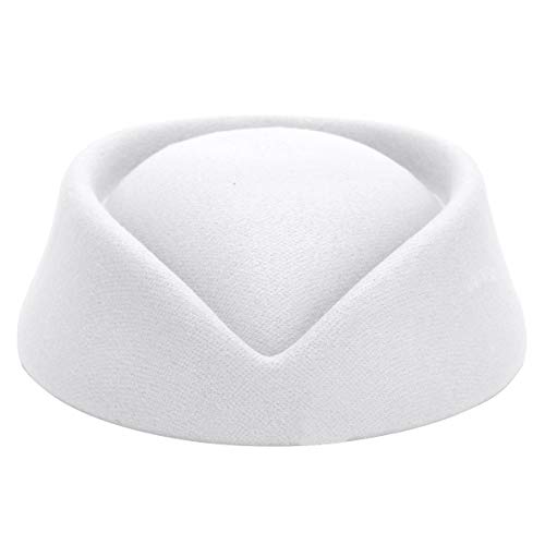 iiniim Damen Hut Stewardess Kostüm Cosplay Elegant Flugbegleiterin Mütze Stewardess Cap Zubehör Fasching Karneval Weihnachtsfeier Weiß Einheitsgröße von iiniim