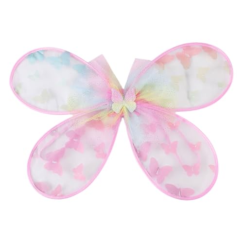 iiniim Halloween Feenflügel Pailletten Schmetterlingsflügel Mädchen Prinzessin Engelsflügel Märchen Elfen Fasching Bühnenperformance Requisiten Typ A Rosa One Size von iiniim