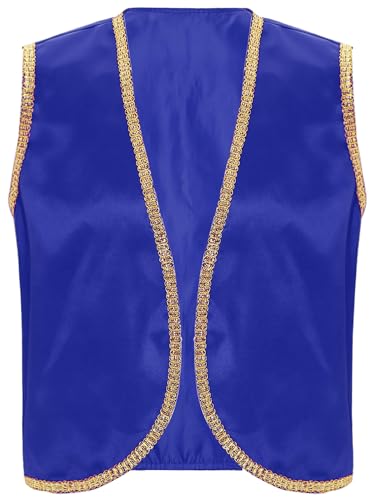 iiniim Herren Arabischer Prinz Kostüm Festliche Weste Mittelalter Jacke Gilet Gothic Steampunk Weste Halloween Karneval Fasching Party Outfits A Royal Blau 3XL von iiniim