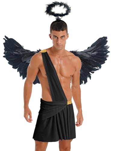 iiniim Herren Engel Kostüm Weihnachtsengel Toga Rock mit Engelsflügel Heiligenschein Griechische Gott Kostüm Halloween Karneval Fasching Schwarz L iiniim Herren Engel Kostüm Weihnachtsengel Toga Rock mit Engelsflügel Heiligenschein Griechische Gott Kostüm Halloween Karneval Fasching Schwarz L von iiniim