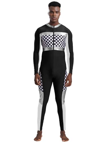 iiniim Herren Rennfahrer Kostüm Rennfahrer Uniform Kariert Racing Kostüm Langarm Overall Jumpsuit Halloween Karneval Fasching Kostüm Schwarz L iiniim Herren Rennfahrer Kostüm Rennfahrer Uniform Kariert Racing Kostüm Langarm Overall Jumpsuit Halloween Karneval Fasching Kostüm Schwarz L von iiniim