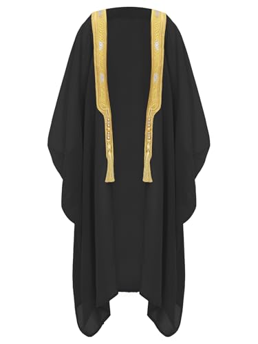 iiniim Kinder Arabische Prinz Kostüm Jungen Muslimische Kleidung Arabische Robe Umhang Mantel Cape Halloween Karneval Fasching Kostüm Schwarz 146-164 von iiniim