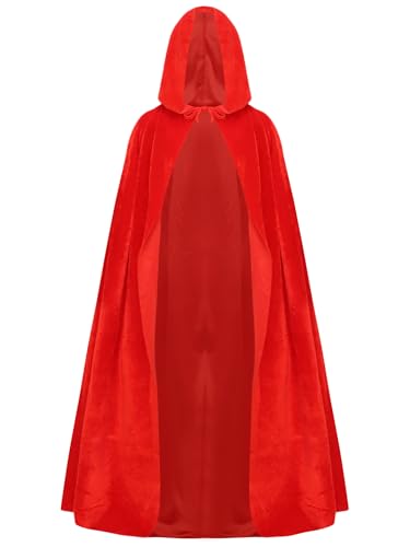 iiniim Kinder Kapuzenumhang Jungen Mädchen Weihnachten Kapuzen Umhang Robe Cape Cosplay Halloween Weihnachten Karneval Faschingskostüm Rot 122-134 von iiniim