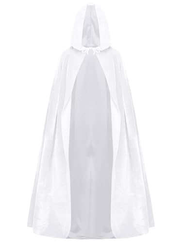 iiniim Kinder Kapuzenumhang Jungen Mädchen Weihnachten Kapuzen Umhang Robe Cape Cosplay Halloween Weihnachten Karneval Faschingskostüm Weiß 92-98 von iiniim