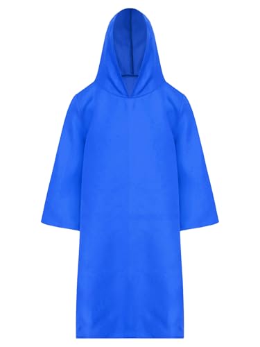 iiniim Kinder Sensenmann Kostüm Jungen Mädchen Kapuzen Umhang Robe Cape Cosplay Halloween Karneval Faschingskostüm Blau 116-122 von iiniim