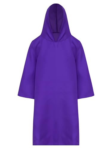 iiniim Kinder Sensenmann Kostüm Jungen Mädchen Kapuzen Umhang Robe Cape Cosplay Halloween Karneval Faschingskostüm Lila 116-122 von iiniim