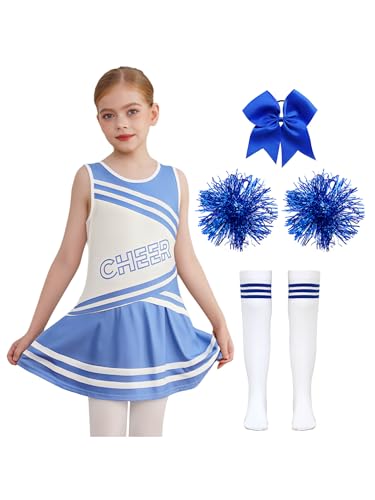 iiniim Mädchen Cheer Leader Kostüm Ärmellos Tank Tops mit Rock Pompoms Socken Haarband Cheerleading Outfits Halloween Karneval Fasching Blau 134-140 iiniim Mädchen Cheer Leader Kostüm Ärmellos Tank Tops mit Rock Pompoms Socken Haarband Cheerleading Outfits Halloween Karneval Fasching Blau 134-140 von iiniim