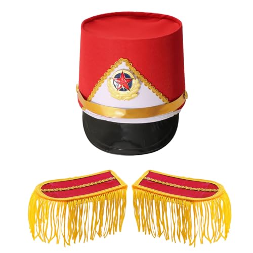 iiniim Mädchen Junge Trommel Band Kostüm Zubehör Fransenbesatz Schulterklappe mit Marschband Hut Major Marching Band Cosplay Performance Fasching Typ J One Size von iiniim