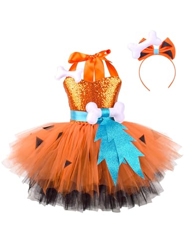 iiniim Mädchen Steinzeit Feuerstein Kleid Prinzessin Tutu Kleid mit Haarreif Höhlenmädchen Kostüm Halloween Karneval Fasching Partykleid A Orange 80-92 iiniim Mädchen Steinzeit Feuerstein Kleid Prinzessin Tutu Kleid mit Haarreif Höhlenmädchen Kostüm Halloween Karneval Fasching Partykleid A Orange 80-92 von iiniim
