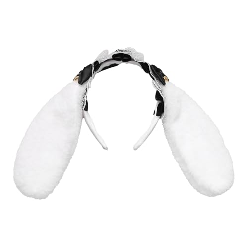 iiniim Ostern Hasenohren Stirnband Plüsche Kaninchenohren Haarband Spitze Rüschen Kopfbedeckung Bunny Cosplay Haar Accessoires Schwarz One Size von iiniim