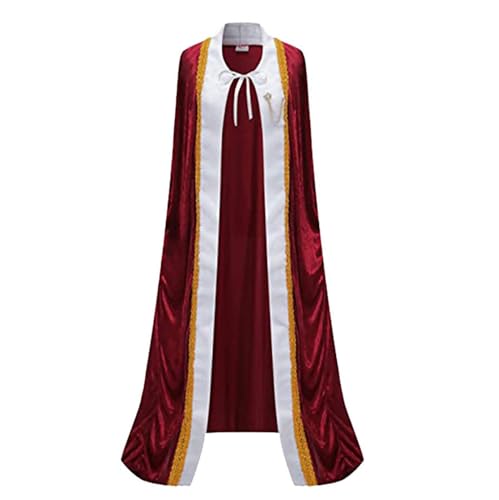 iiniim Unisex König Cosplay Erwachsener Samtmantel Lange Umhang Königsmantel Samt Cape Königliche Robe Halloween Cosplay Fasching Mottoparty Burgundy L von iiniim