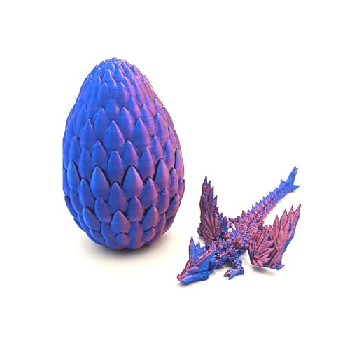 ikappy 3D-gedrucktes Drachenei, voll artikulierte flexible Kristalldrachen-Dracheneier mit Drachen im Inneren, Kristall Drache mit Ei für Dekor-Geschenk von ikappy