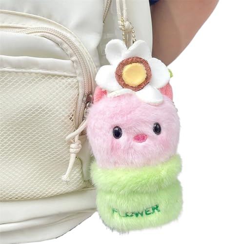 ikappy Cuddly Cartoon Tier Plüsch Schlüsselanhänger Puppen; Blumentopf Spielzeug Ornamente mit Rucksack Huhn Kaninchen von ikappy