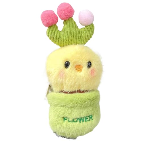 ikappy Cuddly Cartoon Tier Plüsch Schlüsselanhänger Puppen; Blumentopf Spielzeug Ornamente mit Rucksack Huhn Kaninchen von ikappy