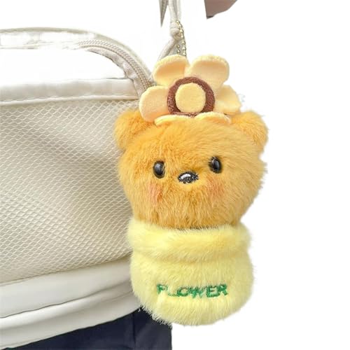 ikappy Cuddly Cartoon Tier Plüsch Schlüsselanhänger Puppen; Blumentopf Spielzeug Ornamente mit Rucksack Huhn Kaninchen von ikappy