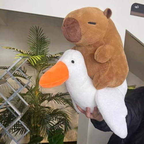 ikappy Reiten Krokodil und Gans Capybara Plushie, Weiche Fuzzy Plüsch Spielzeug Puppe, Capibara Spielzeug Kissen Geburtstags geschenk Heim dekor von ikappy