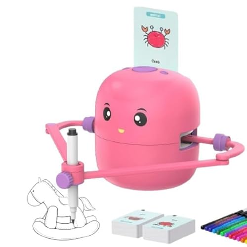 ikappy Zeichenroboter für Kinder mit 100 Karten – Sprachinteraktiver Zeichenprojektor – Intelligentes pädagogisches Montessori-Lernspielzeug für Kinder ab 5 Jahren (Rosa) von ikappy