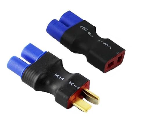 2X Stück Set Adapter EC3 auf T Plug Stecker Buchse für Lipo Akku Battery 3,5mm Gold RC Ladegerät männlich weiblich von ikarex-shop