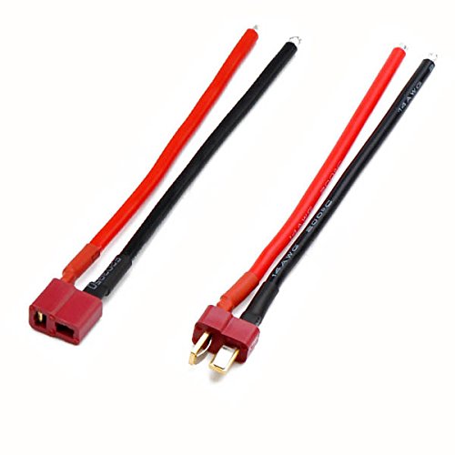 ikarex-shop 2X (1 Paar) T Plug Stecker und Buchse mit Silikon Kabel 10cm 14AWG RC Verbindung Akku Lipo 100mm Enden vezinnt von ikarex-shop