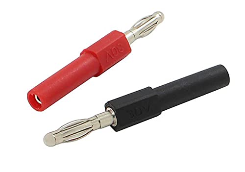 ikarex-shop 2X Bananenstecker 4mm auf Bananenbuchse 2mm Kupplung (1x Rot und 1x Schwarz) Adapter Lautsprecher Jack HiFi Audio RC von ikarex-shop