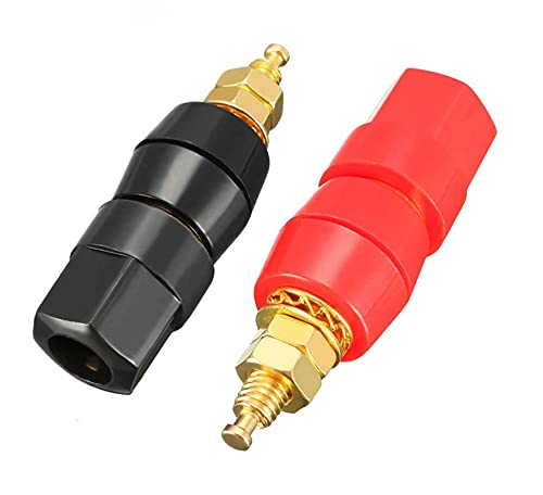 ikarex-shop 2X Einbaubuchse 4mm (1x Rot und 1x Schwarz) Bananenbuchse Binding Post Sicherheitsbuchse Lautsprecher Jack HiFi Audio Bananenstecker von ikarex-shop