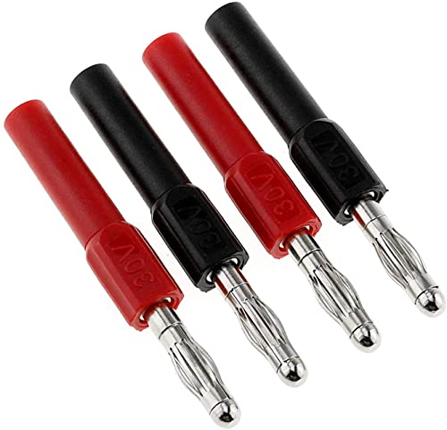 ikarex-shop 4X Bananenstecker 4mm auf Bananenbuchse 2mm Kupplung (2X Rot und 2X Schwarz) Adapter Lautsprecher Jack HiFi Audio RC von ikarex-shop