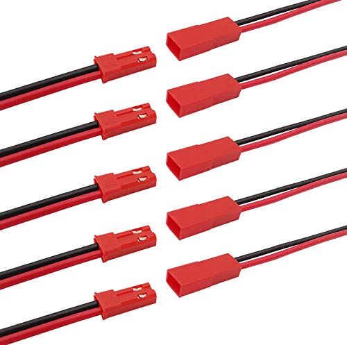 ikarex-shop 5 Paar JST BEC Stecker/Buchse mit Kabel (Kabellänge 100 mm, 150 mm, 200 mm) Steckverbinder für LED Lampe RC Akku Lipo RC Verbindung (5 Paar 150mm) von ikarex-shop