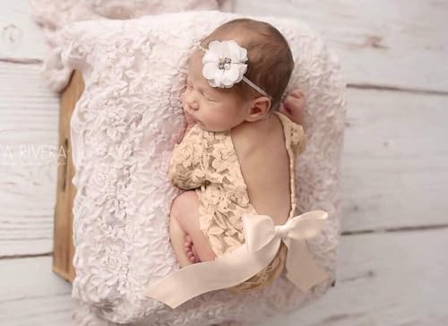 Baby Fotoshooting Kostüme,Neugeborenen Fotografie Requisiten,Baby Backless Spitze Strampler Kleidung Foto Babybekleidung Outfits Bekleidung Set für Baby Foto Fotografie Prop Zubehör,Stil A: Beige von ikasus