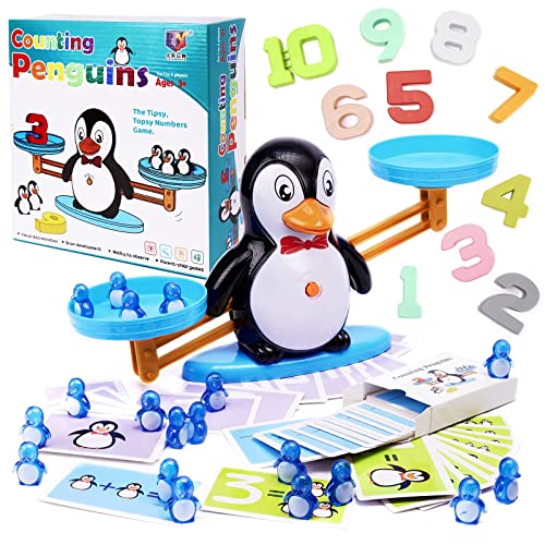 ikonka, Educational Scale Pinguin zum Zählen Lernen, Mathematik für die Jüngsten, Zahlen spielerisch Lernen, Plastik von ikonka