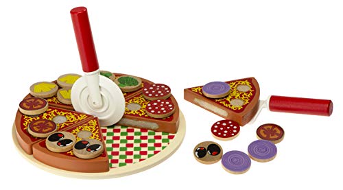 ikonka, Holzspielzeug Pizza, Küchenzubehör für Kinder, aus Holz, pädagogisches Spiel, Montessori Spielzeug - ohne Plastik, Steckspiel, Motorikspielzeug, für Mädchen & Jungen, Geschenk von ikonka