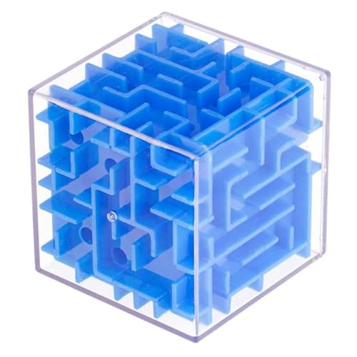 ikonka Cube 3D Labyrinth Puzzle Box Metallkugel Spielzeug für Kinder ab 6 Jahren für die geistige Entwicklung Farbe Blau von ikonka