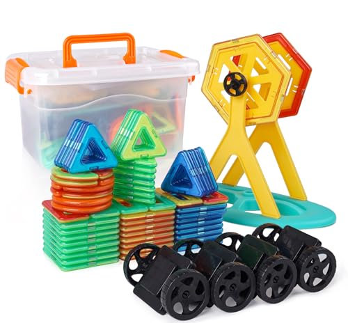 Magnetische Bausteine 68 Teile Magnet Spielzeug für Kleinkind Magnetische Blöcke Bauspielzeug Vorschule Lernen Sensorische Montessori Lernspielzeug Geschenke für 3+ Jahre alte Jungen und Mädchen von ilauke