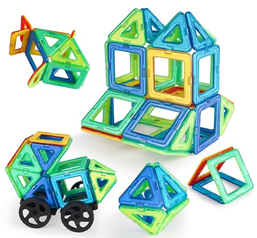 Magnetische Bausteine 68 Teile Magnet Spielzeug für Kleinkind Magnetische Blöcke Bauspielzeug Vorschule Lernen Sensorische Montessori Lernspielzeug Geschenke für 3+ Jahre alte Jungen und Mädchen von ilauke